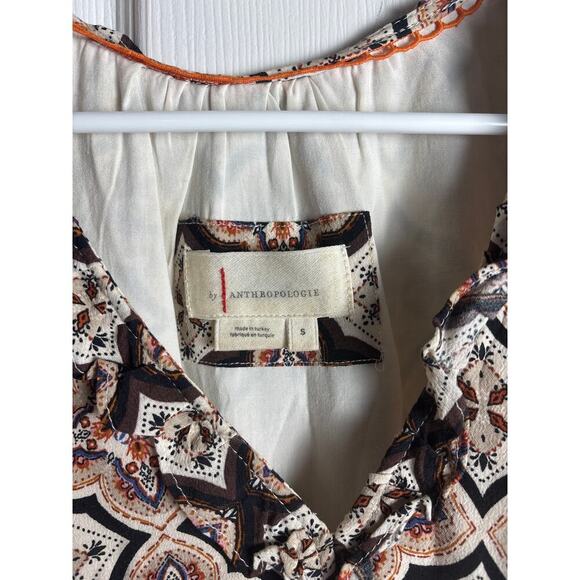 Anthropologie brown black peach boho tiered dress small - Picture 2 of 5